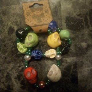 Twin pack of sugar skull bracelets